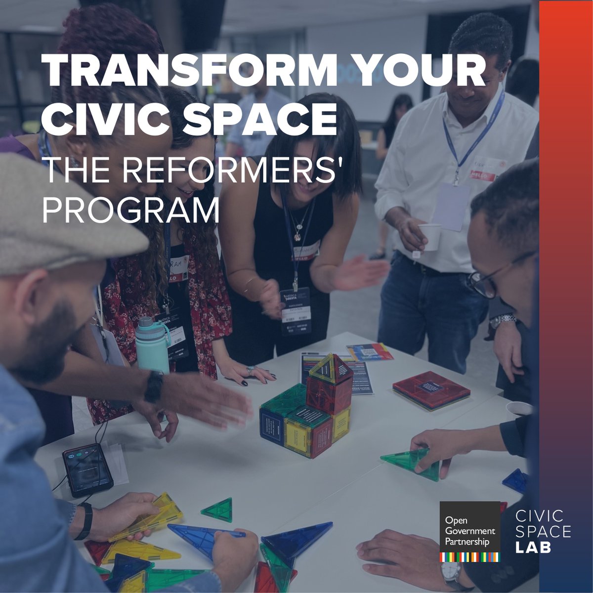 opengovpart's tweet image. 🌐 Transform civic space in your country

The Reformers’ Program gives governments:
✨ Expert guidance 
📜 Policy support 
🤝 Peer learning 
💡 Funding help
🌟 Recognition

⏰ Apply by Nov 30 → bit.ly/civic-space-lab