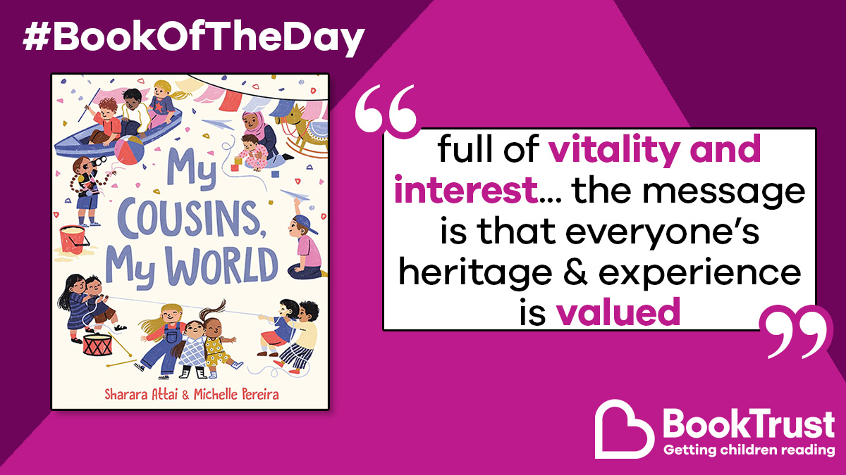 Booktrust's tweet image. Our #BookOfTheDay is a lovely picture book that celebrates the relationships we have with our cousins, whether they are nearby or far away.

It&apos;s #MyCousinsMyWorld by Sharara Attai and Michelle Pereira:

booktrust.org.uk/book-recommend… @AllenAndUnwinUK