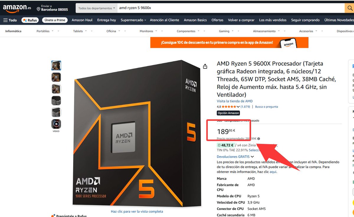 AlexBlogoodf's tweet image. Amazon vs AliExpress - Precio en España
un ejemplo es el AMD Ryzen 5
189,95 € vs 173,02 € (16,93 € menos en AliExpress)
#AliExpressVsAmazon #AliExpress #MarcasMás