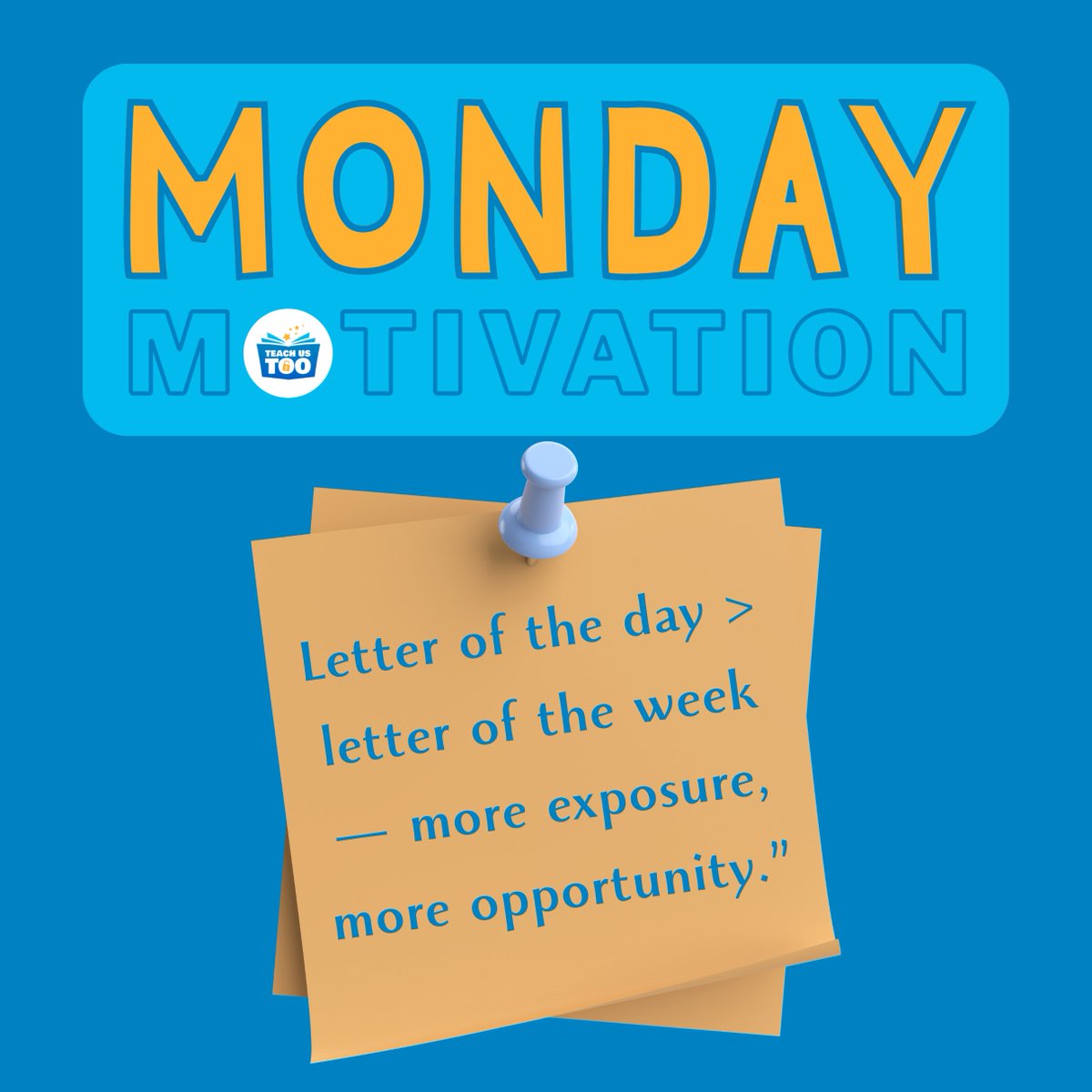 TeachUsToo's tweet image. #𝗠𝗼𝗻𝗱𝗮𝘆 𝗠𝗼𝘁𝗶𝘃𝗮𝘁𝗶𝗼𝗻: A letter of the day gives learners far more exposure and opportunities than a letter of the week. More chances to notice, connect &amp;amp; use print.
#TeachUsToo #LiteracyForAll
Read the Building Wings blog post here: 
ow.ly/ljmn50XsnC3