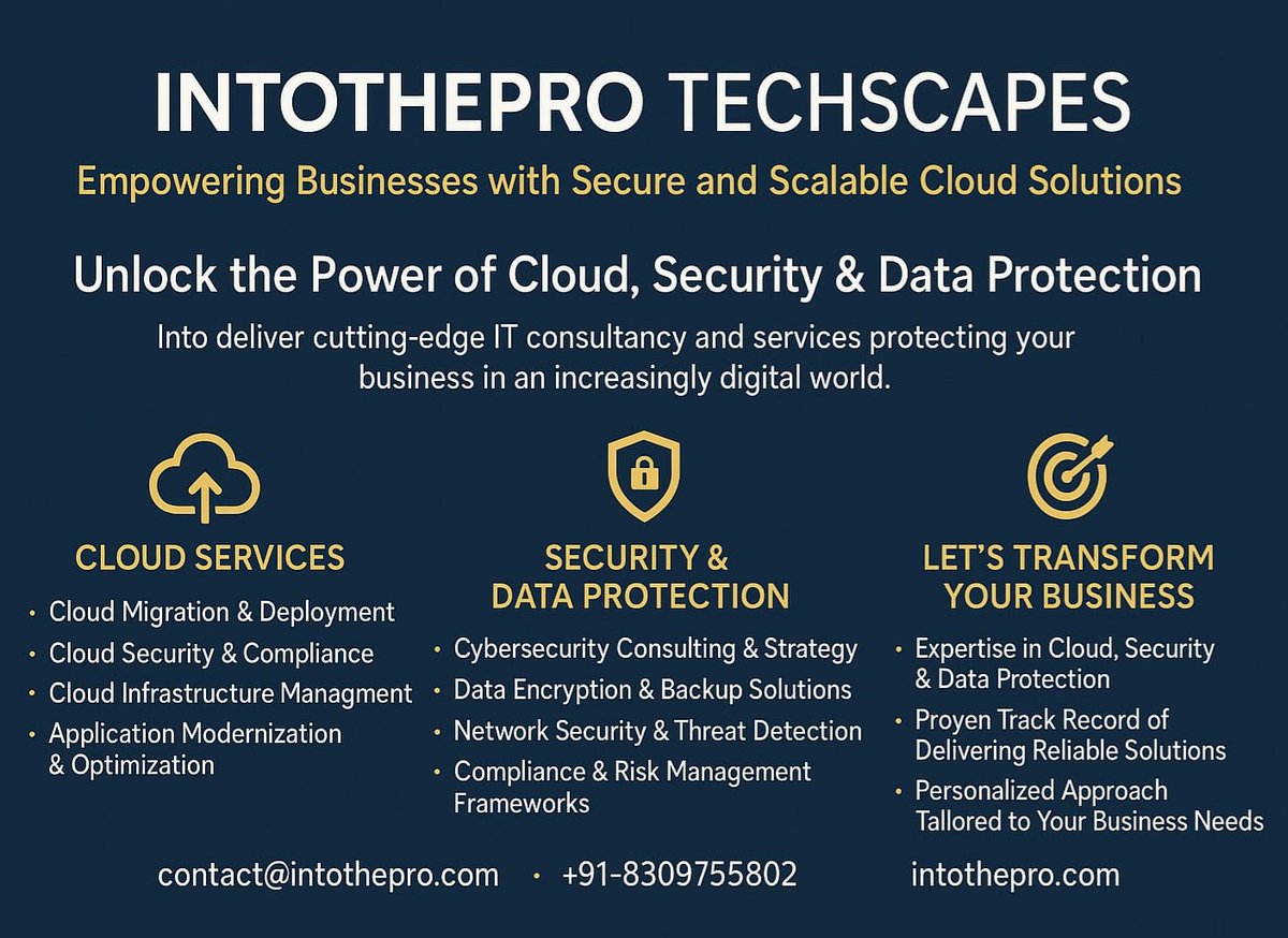 intotheprotech's tweet image. Transform your operations, enhance agility, and drive innovation with cloud technology built to grow alongside your business.
#CloudSolutions #CloudSecurity #ScalableCloud #BusinessTransformation #DigitalInnovation #CloudComputing #SecureCloud #BusinessGrowth #TechSolutions