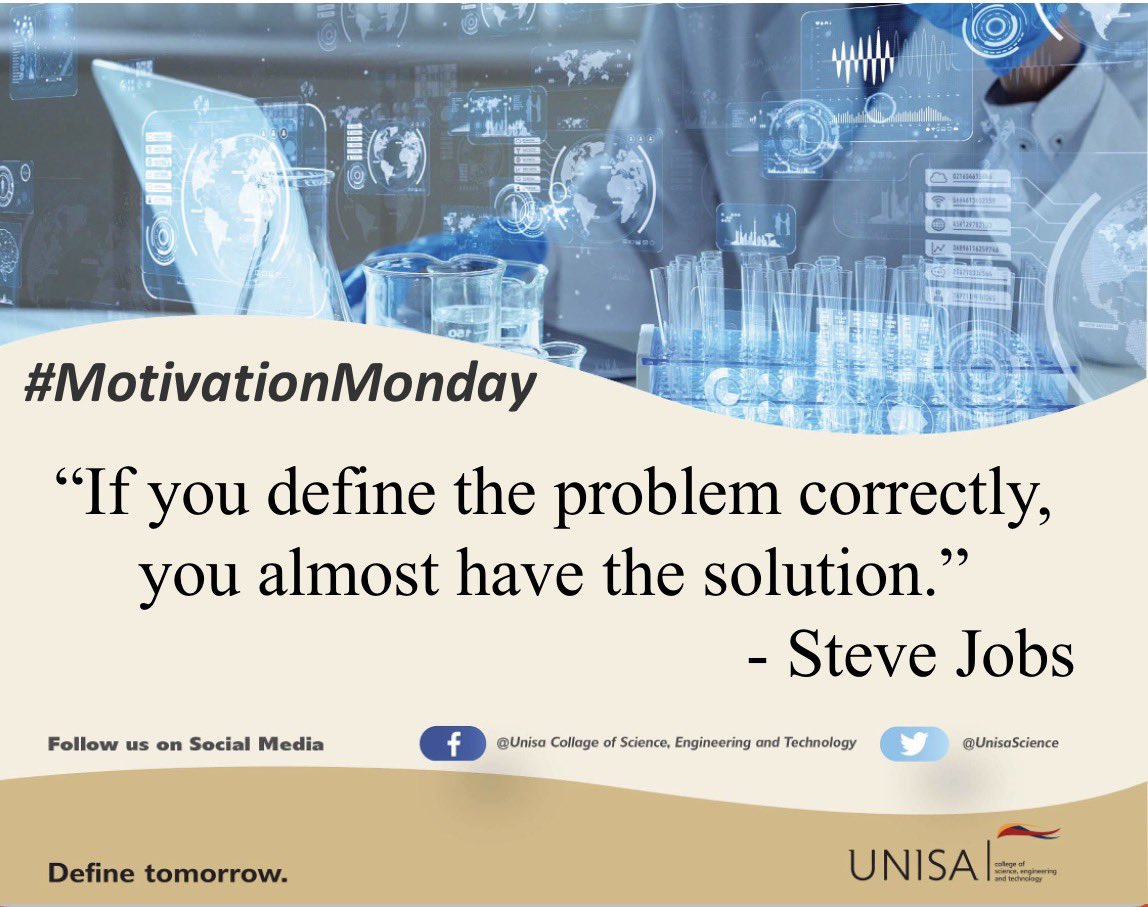 UnisaCSET's tweet image. #MotivationMonday #UNISA #CSET
#Unisa150andBeyond