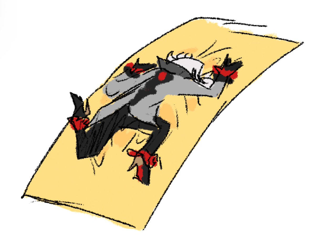 Raindoeart's tweet image. Arlecchino in a glue trap bc I‘m annoyed that I can’t think of drawing ideas