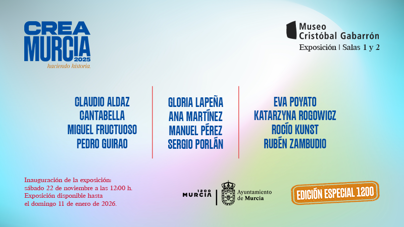 🎨Exposición colectiva: 'CreaMurcia: Haciendo historia'. 
🏦Organiza: <a href="/AytoMurcia/">Ayuntamiento de Murcia</a> con motivo del #Murcia1200 aniversario a través de la Concejalía de Talento Joven y Espacios Públicos y en colaboración con <a href="/MuseoGabarron/">Museo Cristóbal Gabarrón</a>. 
📅Sábado 22/11, 12h
➕info informajoven.org/convocatorias/…