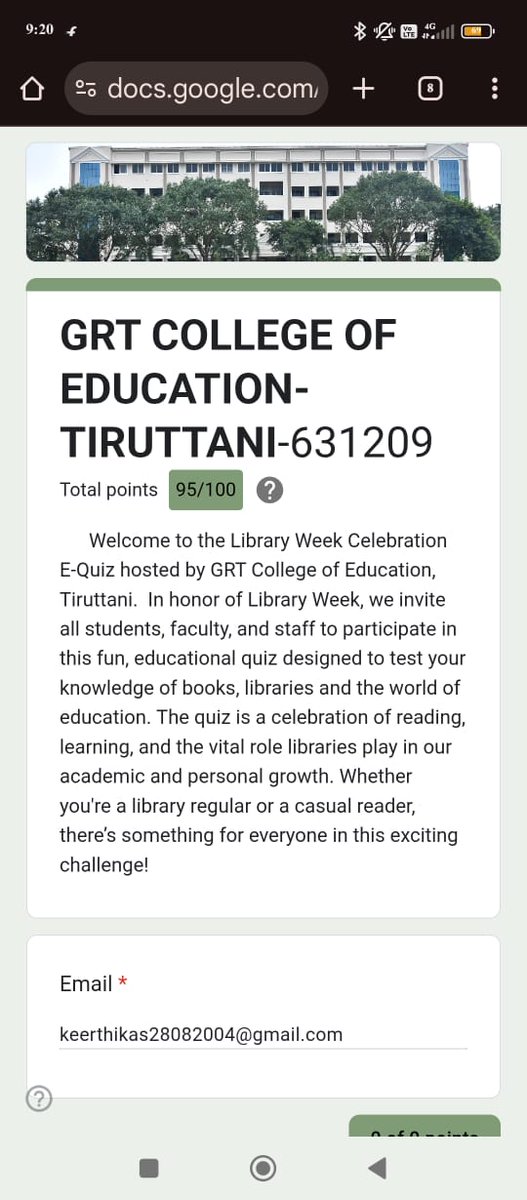 NSSGRT1TVLR's tweet image. GRT COE successfully conducted an engaging E-Quiz on 16th November 2025 as part of the Library Week celebrations!
#GRTCOE #LibraryWeek2025 #EQuiz #DigitalLearning #OnlineQuiz #ReadingCulture #LibraryAwareness #FutureTeachers #EducationalActivities #KnowledgeIsPower #BookLovers