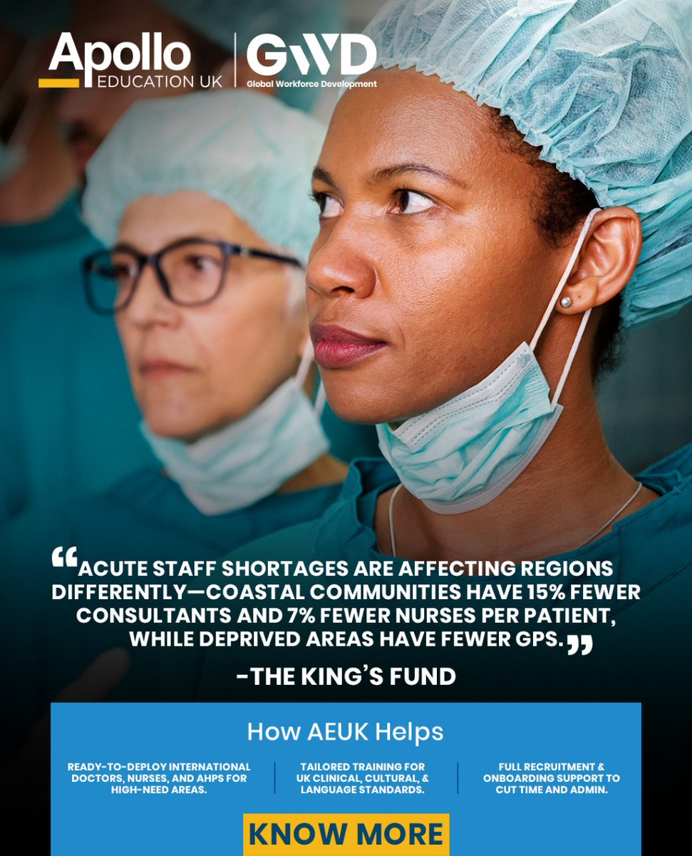 Staffing gaps mean patients don’t just wait longer, they receive uneven care. At #AEUK, we prepare skilled professionals ready to serve where they’re needed most, supporting consistent care for every community. Learn more: lnkd.in/d8JF4Hpk