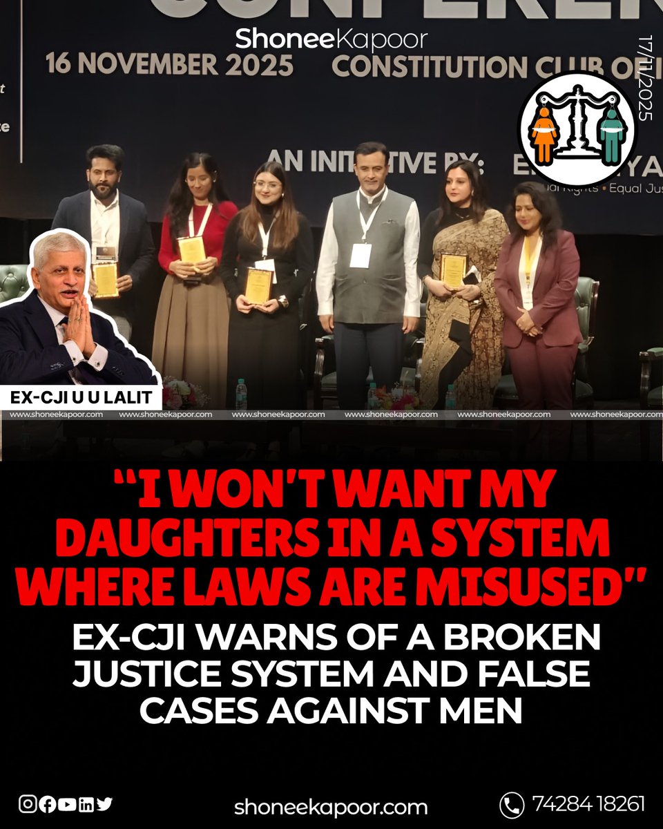 ShoneeKapoor's tweet image. Former Chief Justice of India U U Lalit has raised strong concerns about how India’s criminal justice system works, highlighting misuse of laws and extremely low conviction rates.

He urged reforms, including separating police investigation from law-and-order duties to protect…