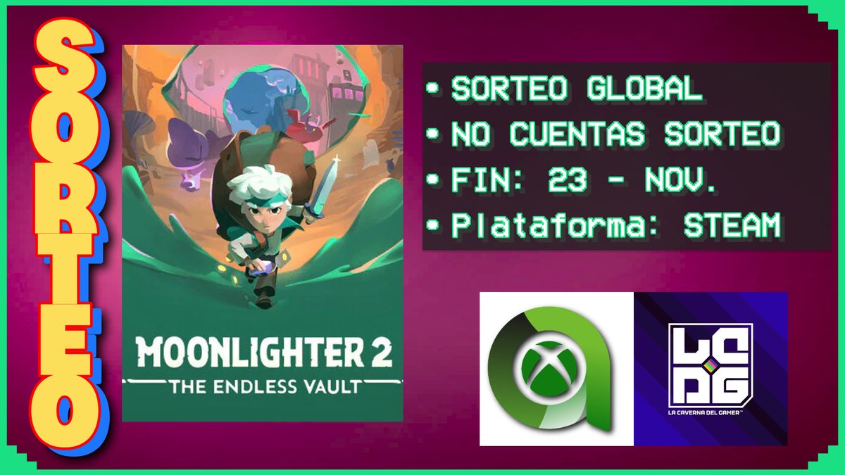 ¡¡SORTEO!!

¿Quieres ganar una copa de MOONLIGHTER 2 para STEAM? Pues gracias a los compis de <a href="/AreaXbox/">Area Xbox</a> es posible.

1⃣Haz RT
2⃣Menciona a un amigo con el que te irías de aventuras
3⃣Sigue a <a href="/AreaXbox/">Area Xbox</a> y <a href="/LaCavernaGamer/">La Caverna del Gamer</a> 

🚫NO CUENTAS SORTEO
🗓️FIN: 23-NOV