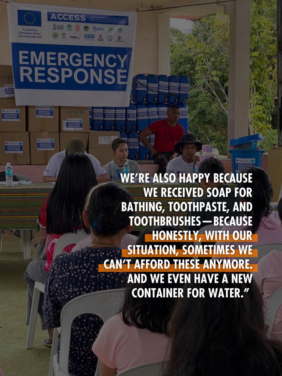 EndHungerPH's tweet image. Families in 📍Davao Oriental affected by the recent earthquake received hygiene and water kits, plus hygiene promotion sessions, thanks to @unicefphils,  and @eu_echo through #ACCESS. These essentials are helping communities rebuild safely and with dignity.
