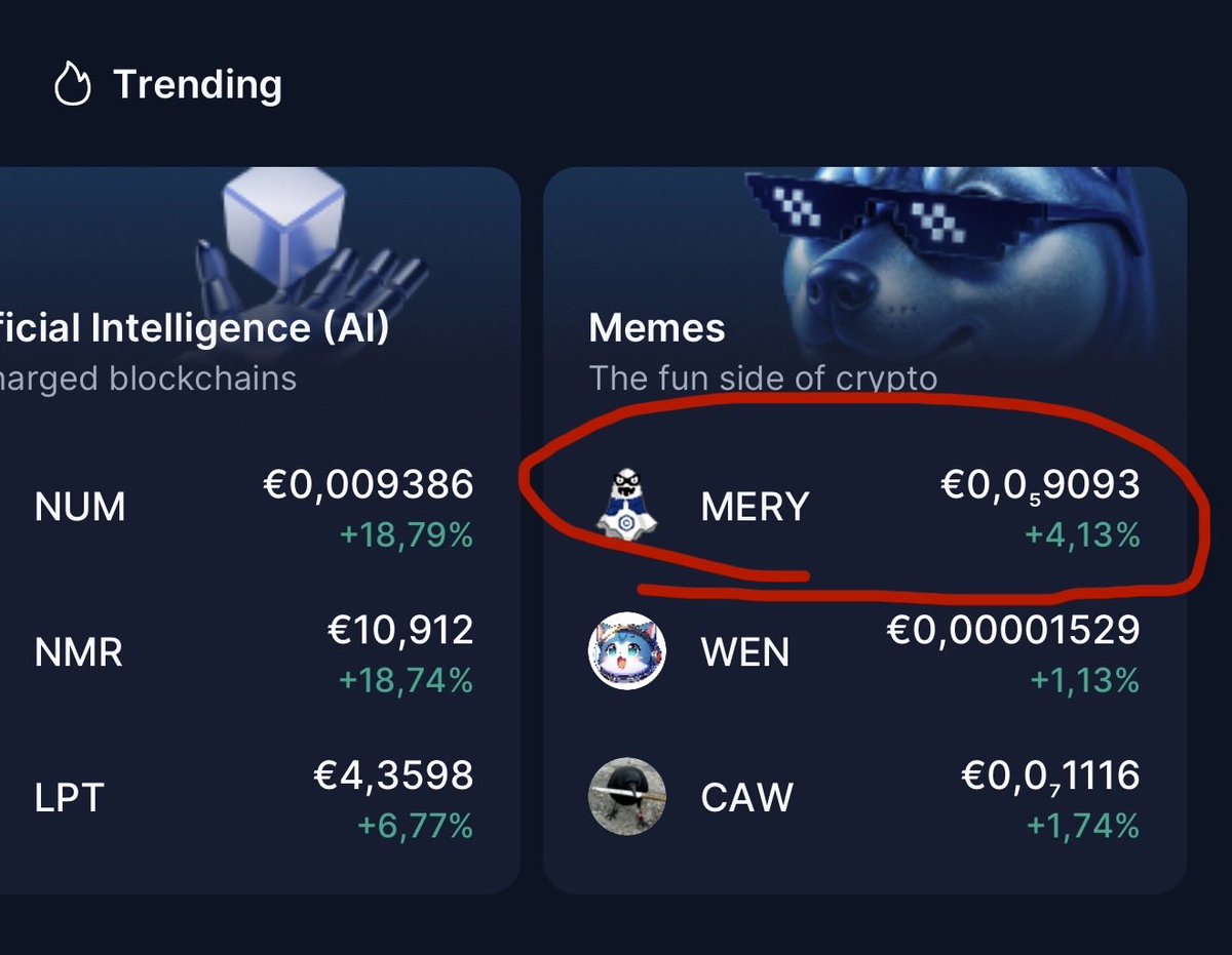 VincenzoForcina's tweet photo. $MERY TRENDING ON MEME SECTION ON @cryptocom APP 👻💎

@Misteryoncro 💎

#cro #cronos #crofam https://t.co/pd3Ck2WobF