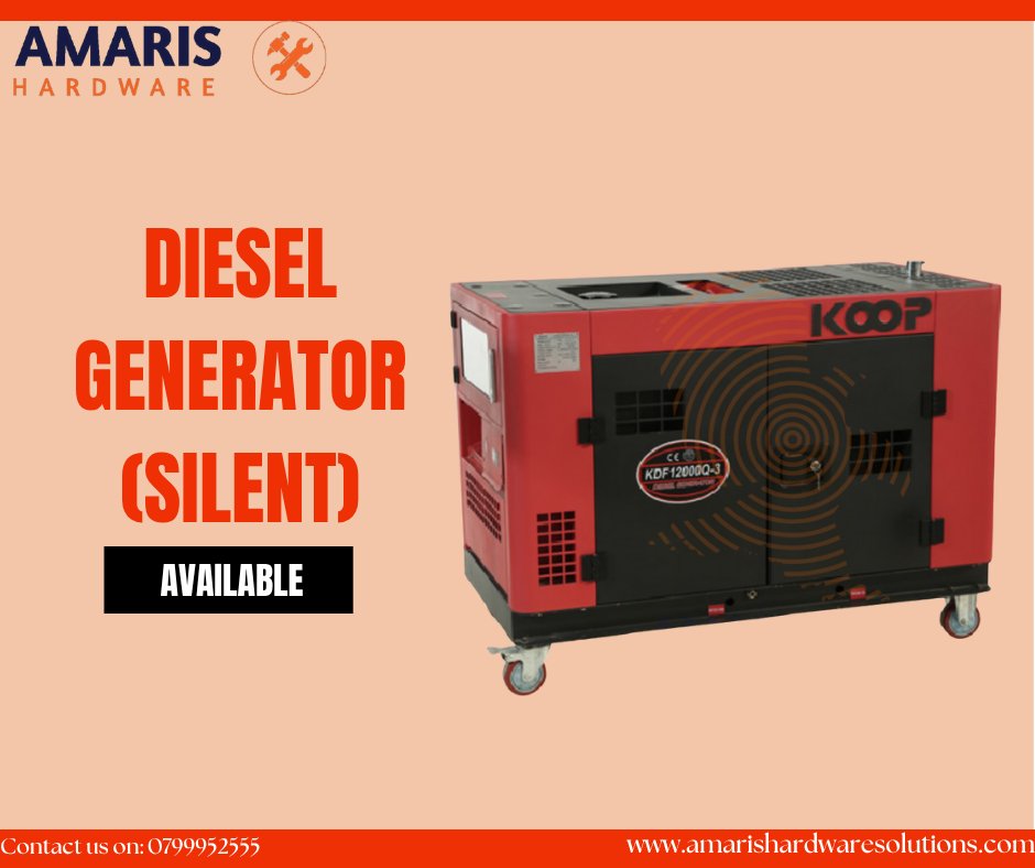 amarishardware's tweet image. Diesel Generator(Silent) Uses
1. Healthcare facilities.
2. Events and entertainment.
3. Remote and off-grid applications.
4. Military and defense.
5. Manufacturing and industrial operations.

Call/WhatsApp us on 0799952555
#tools
#amarishardware
#dieselgenerator