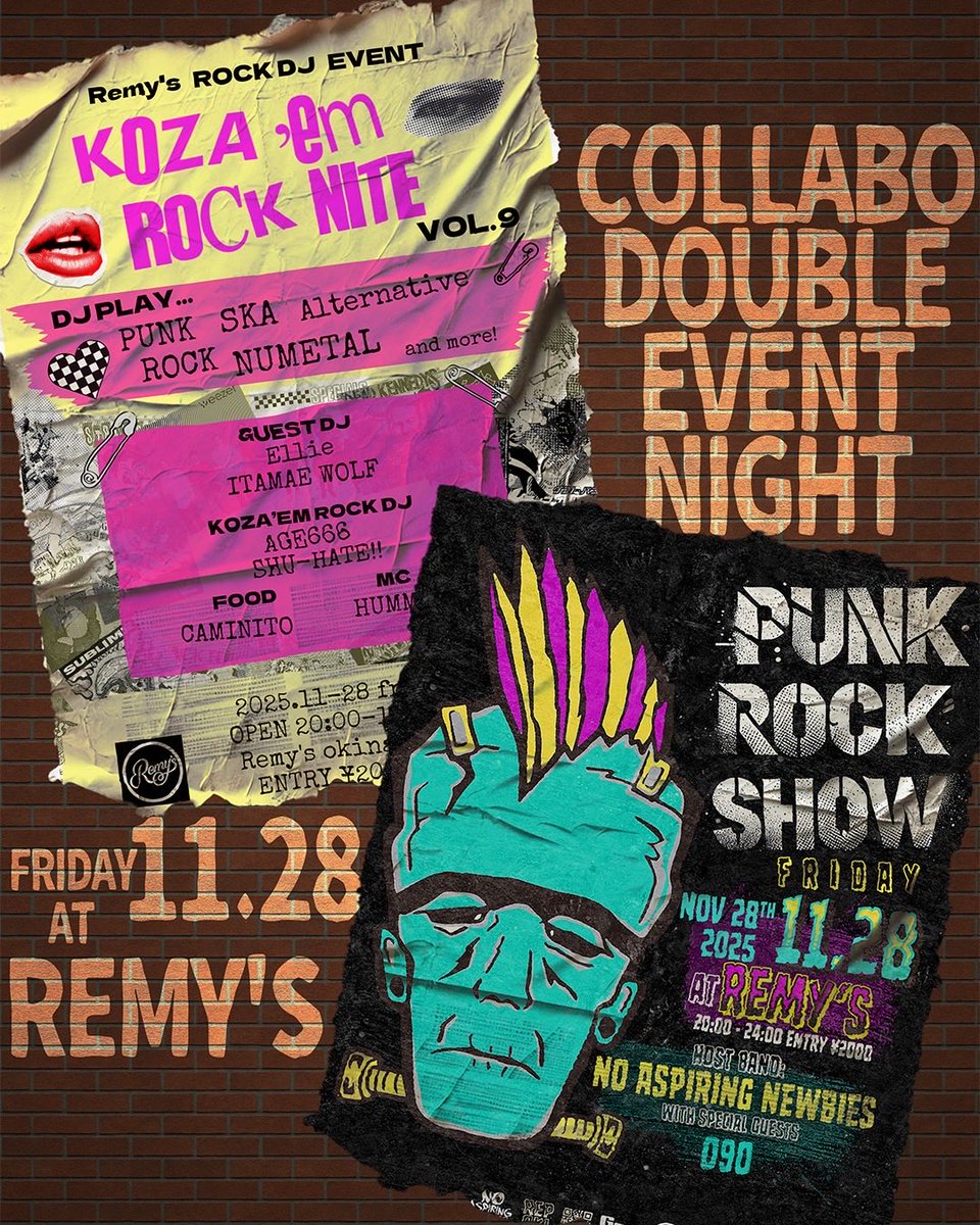 11.28(金)
PUNK ROCK SHOW   at Remy's
タイムテーブル公開！！
今回も楽しくなりますね！！
よろしくお願いしますー！！
