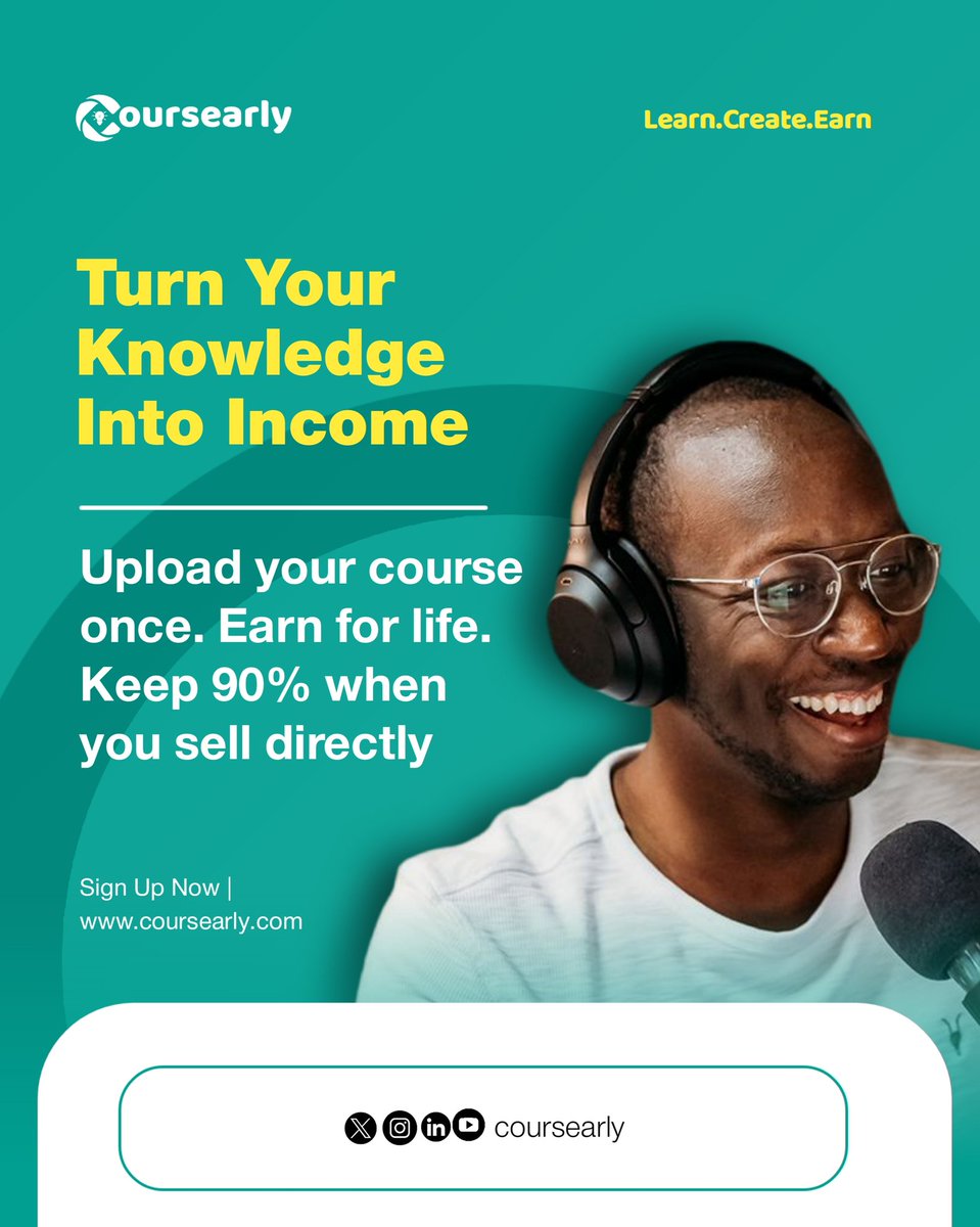 SirDavidBent's tweet image. Imagine having a skill (wether tech, artisan, or digital) and earning money teaching people how to become good at what you do?

@coursearly gives you that opportunity.

Just bring what you know how to teach to the platform, upload your course &amp;amp; earn 90% of your revenue for life.…