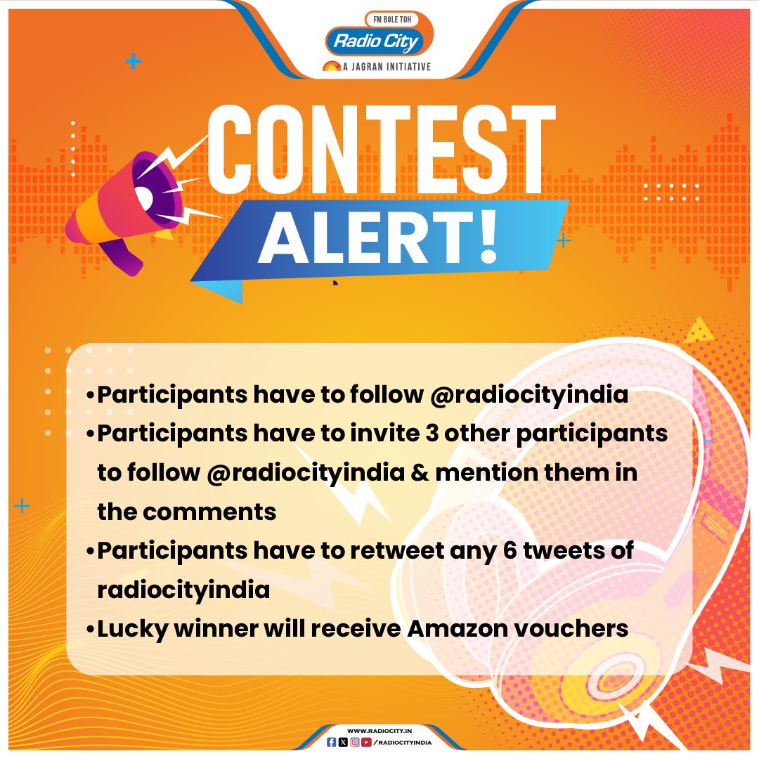 radiocityindia's tweet photo. #ContestAlert
#FollowRTAndWin contest!
Follow the T&C's below and win Amazon voucher π― https://t.co/YDQoGdlqd5