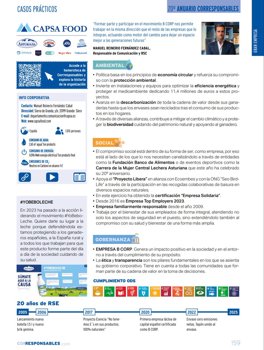 Corresponsables's tweet image. Descubre el Caso Práctico de CAPSA FOOD en el #20AnuarioCorresponsables 👉 f.mtr.cool/wpoebenhlo 🧀 

CAPSA FOOD lidera el movimiento #YoBeboLeche, defendiendo el papel de la leche en nuestra alimentación y apoyando a los ganaderos españoles y la #EspañaRural 🐄

Algunos hitos…