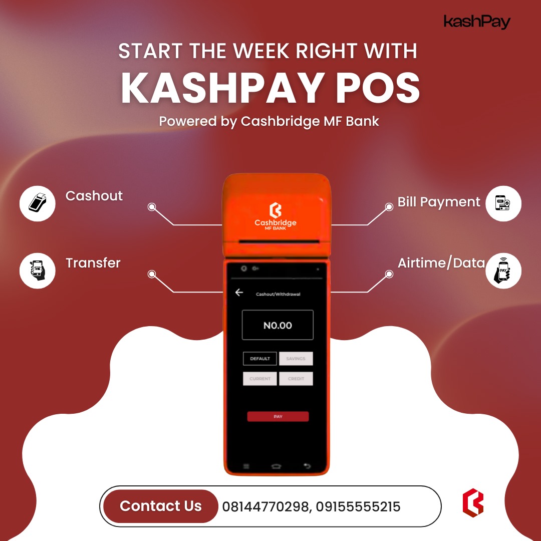 cashbridge_mfb's tweet image. Start your week the smart way with KashPay POS  fast cashout, smooth transfers, easy bill payments &amp;amp; instant airtime.
Your all in one POS for stress-free transactions. KashPay it, the smarter way to pay!