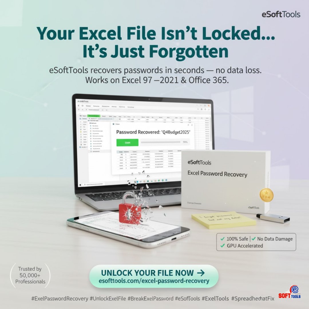esofttools's tweet image. Your Excel file isn’t “lost”… it’s just locked. 🔐😉
Unlock any protected Excel sheet with eSoftTools #Excel Password Recovery Software — fast, secure, powerful.
🔗 esofttools.com/excel-password…

#ExcelPasswordRecovery #UnlockExcel #BreakExcelPassword #eSoftTools #WorldCup #Trump #new