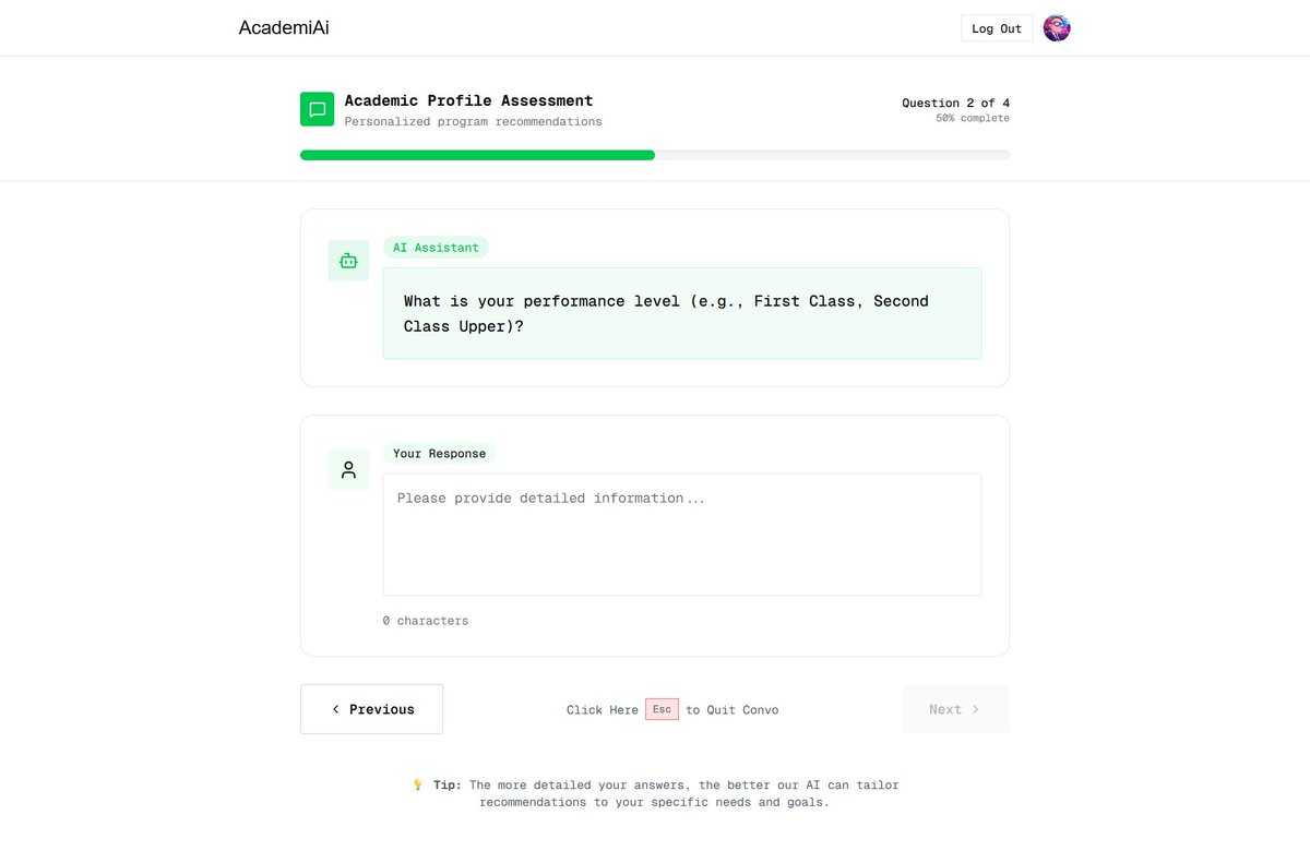 timmietech's tweet image. Day 20 – The Conversation Flow is ALIVE 🤯💬

Broooo, my AI is now asking students real academic questions 😭

Seeing AcademiAi guide users step-by-step like an actual advisor?? Madness.

We’re really building💯🧑‍💻

#BuildInPublic #AcademiAi #dotnet #30DaysOfLLMAdvisor