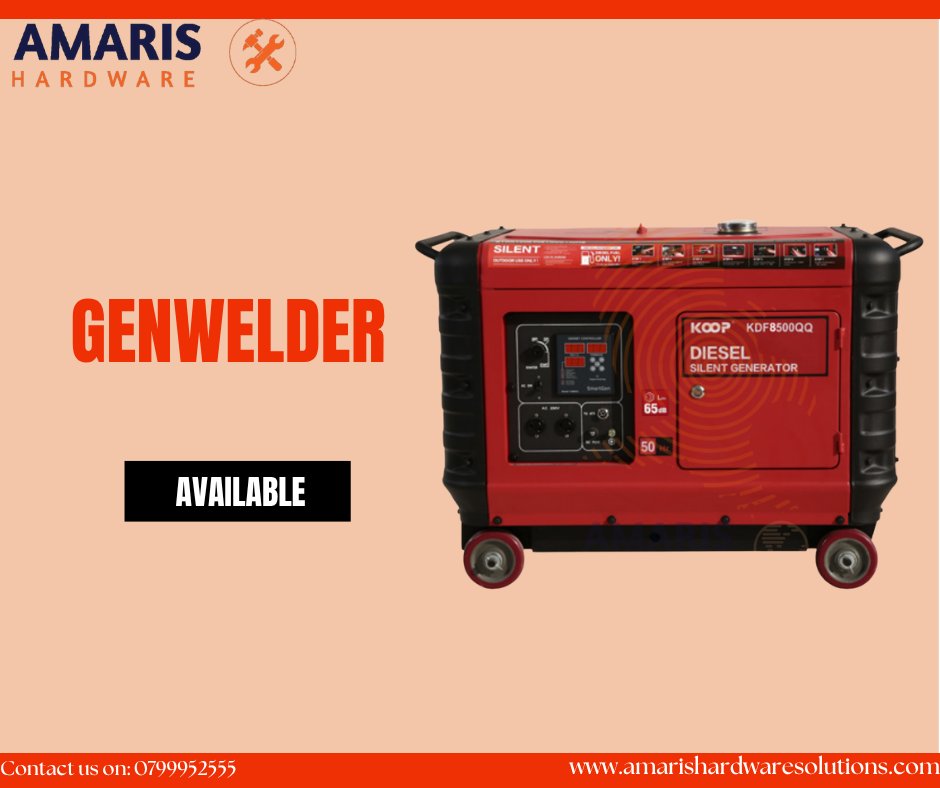 amarishardware's tweet image. Genwelder Uses
1. Construction sites.
2. Agriculture and farming.
3. Infrastructure maintenance.
4. Emergency and disaster response.
5. Remote locations.

Call/WhatsApp us on 0799952555
#amarishardware
#tools
#genwelder