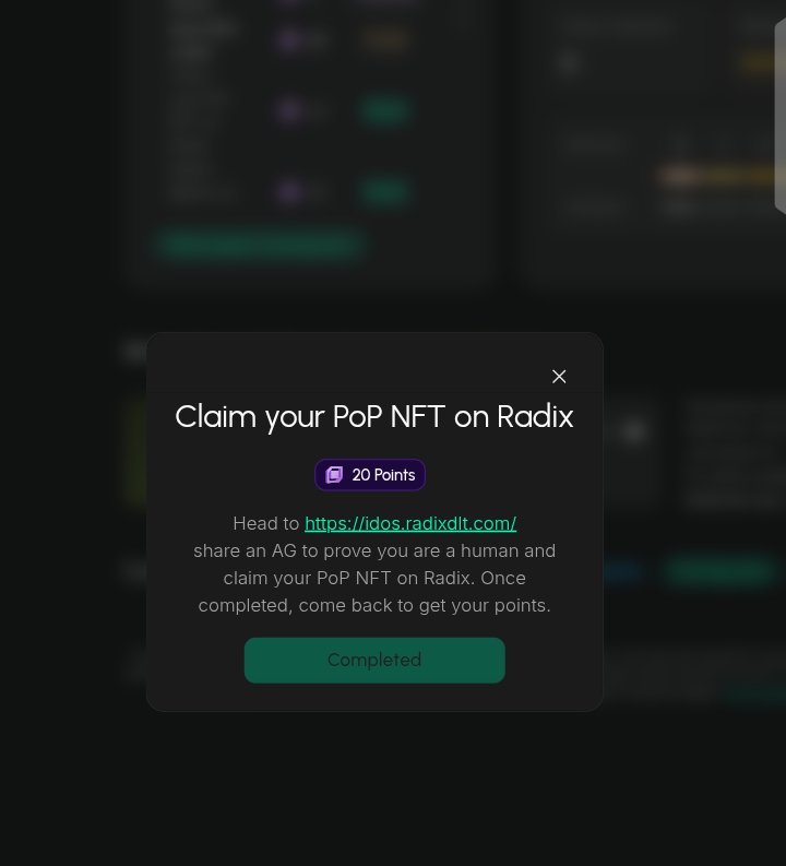 Good morning ☕

Just claimed my PoP NFT on Radix and the process was really smooth.

Verified I'm human through <a href="/idOS_network/">idOS</a> using an attestation grant. No docs uploaded, just granted access and done.

This is what portable identity should feel like.
