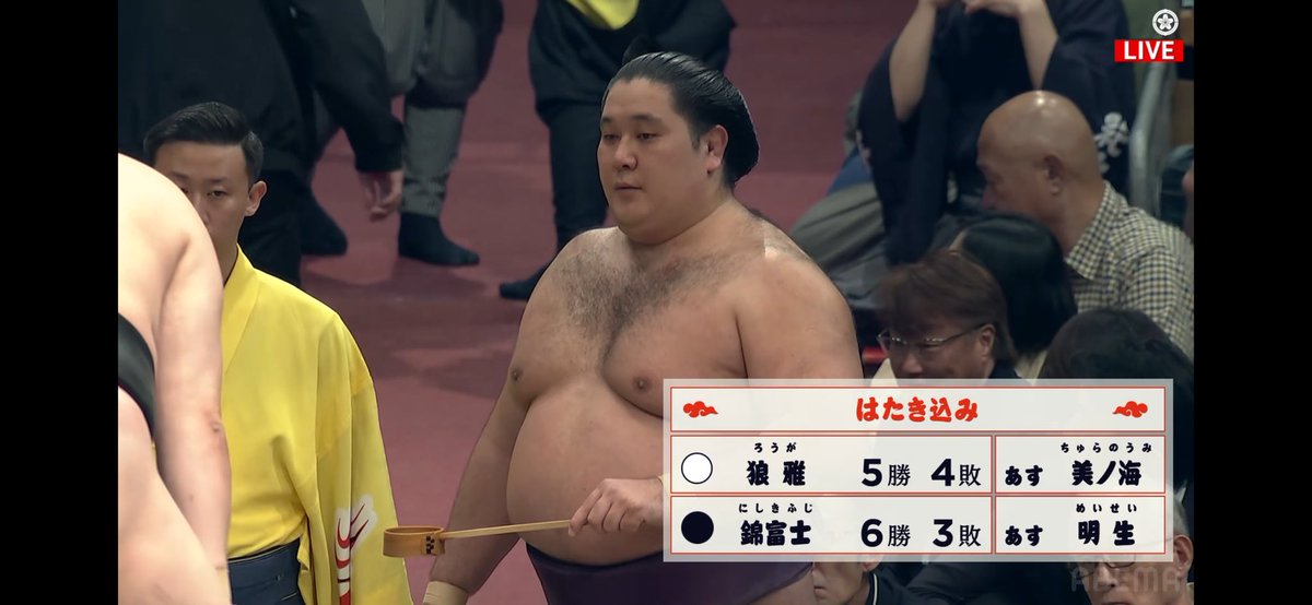 二子山部屋 #狼雅関 好調の #錦富士関 🆚 まわしは取れませんでしたが