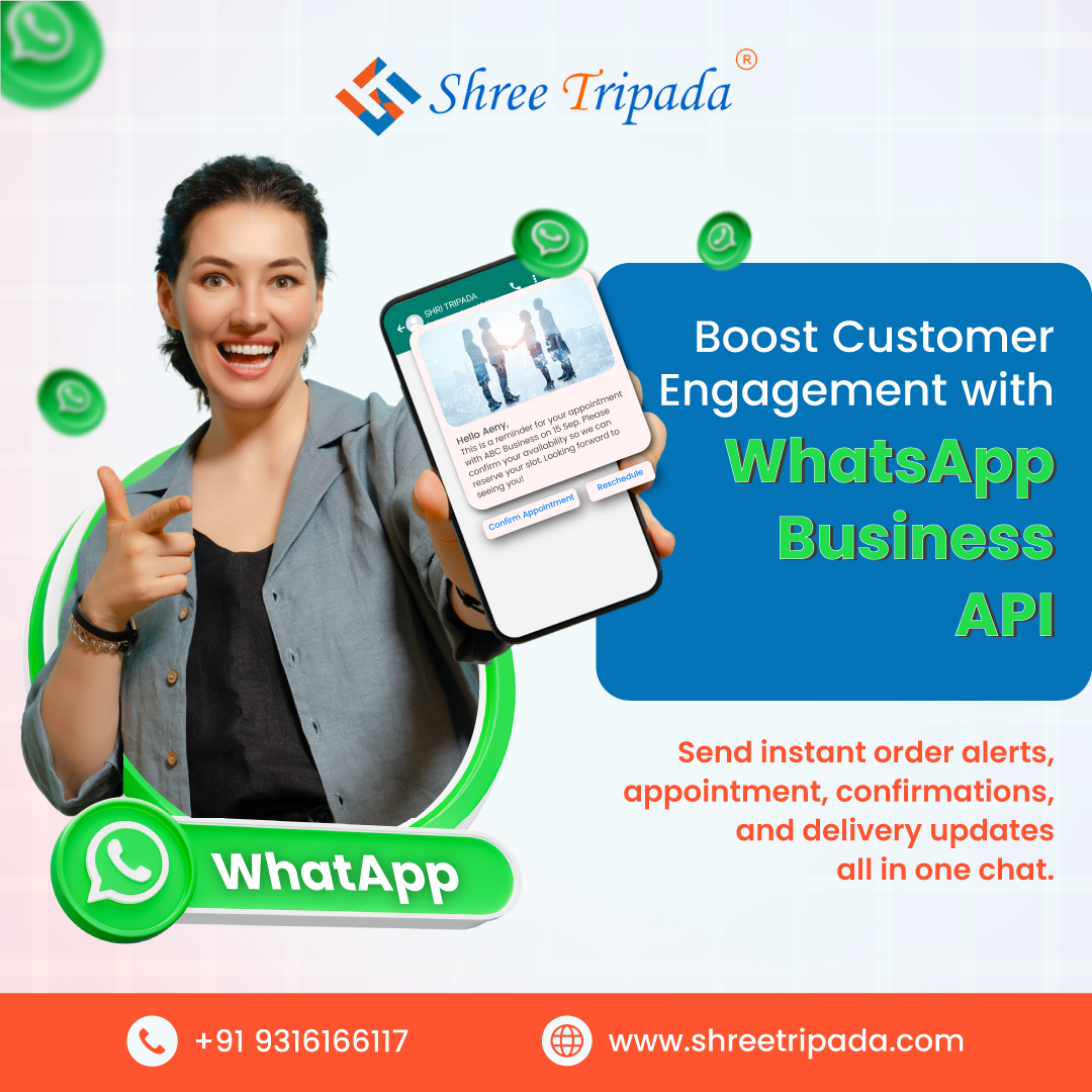 shreetripada's tweet image. Take your customer communication to the next level with 𝐒𝐡𝐫𝐞𝐞 𝐓𝐫𝐢𝐩𝐚𝐝𝐚’𝐬 𝐖𝐡𝐚𝐭𝐬𝐀𝐩𝐩 𝐁𝐮𝐬𝐢𝐧𝐞𝐬𝐬 𝐀𝐏𝐈!
From instant order alerts to appointment confirmations and delivery updates — everything happens in one smooth, automated chat.
#WhatsAppBusinessAPI
