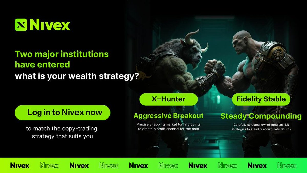 nx_Labs's tweet image. 🎉 Big update for Nivex traders | Nivex copy-trading just leveled up again!  

🚀 We’re rolling out two new institutional signals, giving you fresh ways to navigate this wild market.

🔸 Fidelity Stable — For the steady players
🔸 X-Hunter — For the risk-takers and momentum…