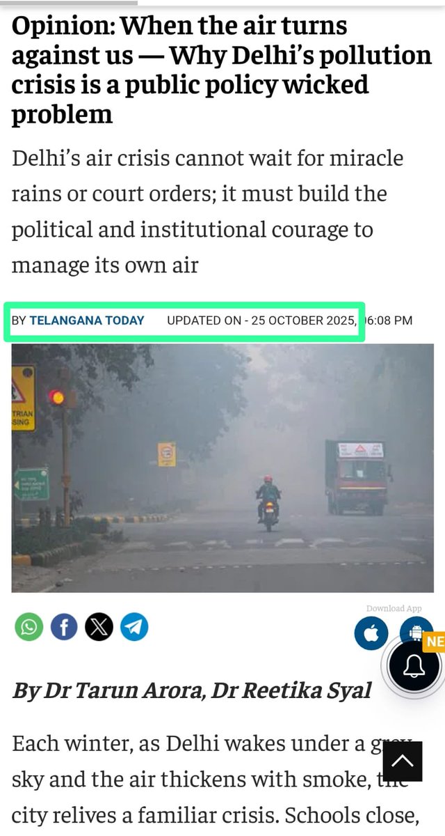 george_poikayil's tweet photo. In October, Dr Tarun Arora of OP Jindal Global  University and Dr Reetika Syal of Christ University wrote 'Why Delhi’s pollution crisis is a public policy wicked problem' in @TelanganaToday.  Today (Nov 17), Shashi Tharoor highlighted the same theme in @TheHindu. #Wicked https://t.co/d5OU4Nf1bA