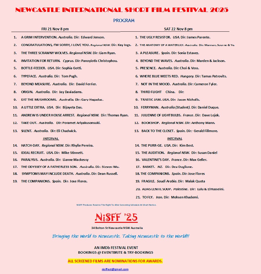 nisffest's tweet photo. NiSFF ANOUNCES PROGRAM FOR 2025. TICKETS ON SALE NOW AT EVENTBRITE AND TRYBOOKINGS https://t.co/3nc4toOVok https://t.co/6C54HCHKWA