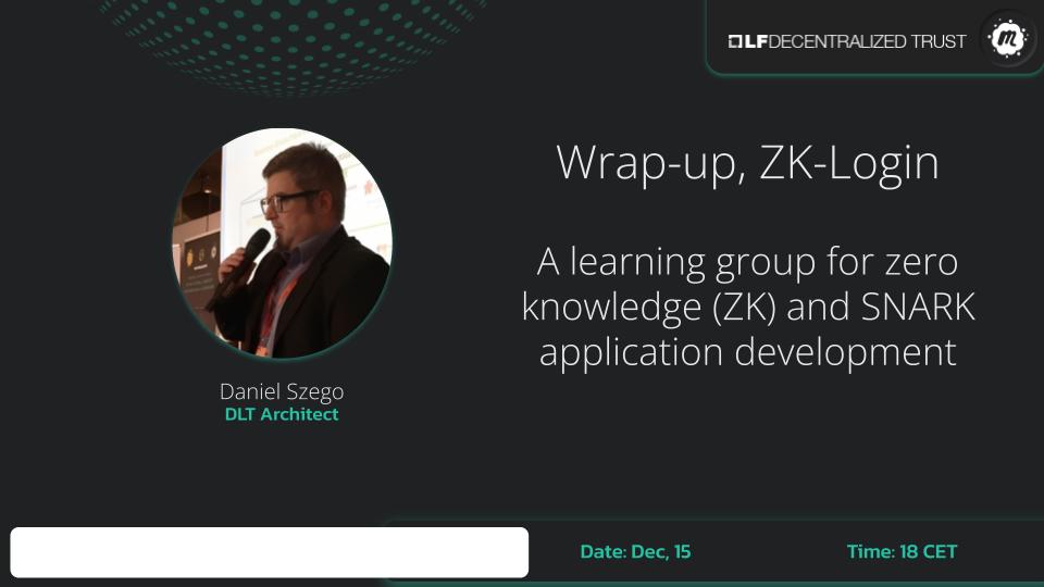 DanielSzego3's tweet image. ZK Learning Group: Wrap-up and ZK login
At the next ZK learning group. 
A learning group for zero knowledge and SNARK application development.
#LinuxFoundation #ZeroKnowledge
meetup.com/lfdt-hungary/e…
