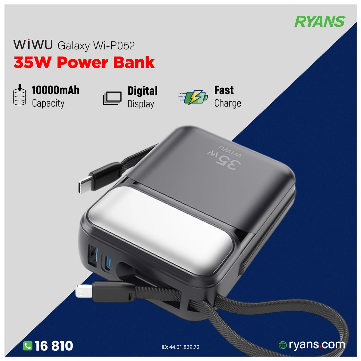 RyansComputers's tweet image. 🔋 Simple, Fast &amp;amp; Handy — WiWU Galaxy Wi-P052 35W Power Bank 
👉 ryans.com/wiwu-galaxy-du…
📞 Call 16810 for details
#RyansComputers #WiWU #PowerBank #FastCharge #WiP052