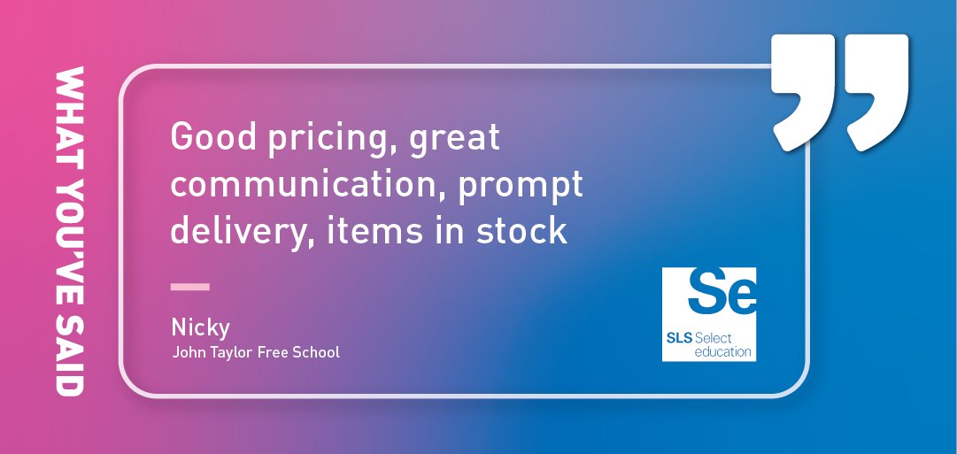 SLSSelectEd's tweet image. Thank you to Nicky from John Taylor Free School for the fantastic feedback! 💙

Need a hand? Our Territory Sales Managers are here to offer personalised advice and support for your school’s science needs. 🧪🏫

Get in touch today:
🔎 ow.ly/WBgi50XqpnP

#Testimonial