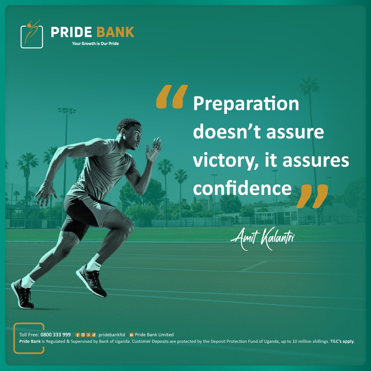 pridebankltd's tweet photo. Victory teli ku sure, but confidence is. When you prepare thoroughly, you step into every challenge ready to face it head-on and give your very best.​

#TakePride  #PrideAt30  #MondayMotivation  #MalayoNePride https://t.co/vxHg1yLvBQ