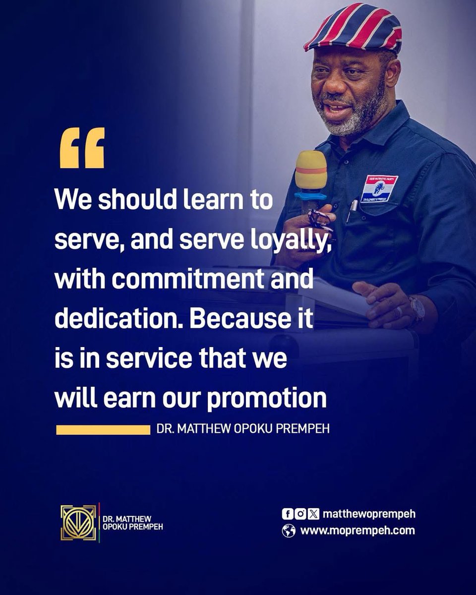 MatthewOPrempeh's tweet photo. To lead, one must first learn to serve.

Those who serve with honesty, discipline, and unwavering dedication are the ones entrusted with the sacred responsibility of leadership.

#LeadershipInService #WithOurOwnHands #HopeForGhana #ServiceAndDuty https://t.co/W1vGK9evgX