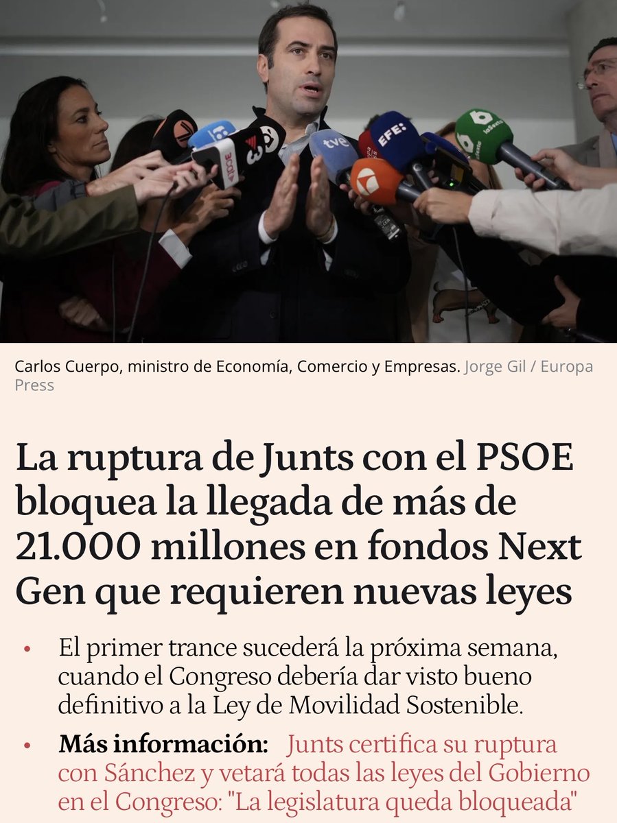 El Gobierno dice que la configuración parlamentaria actual le impide cumplir las reformas comprometidas y que, por lo tanto, no podría recibir todos los fondos europeos de recuperación.

¡El propio Gobierno fue quien aprobó el plan de reformas en noviembre de 2021!