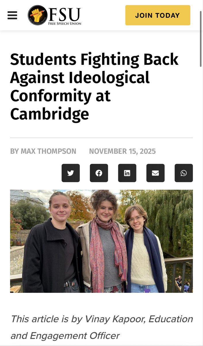 Three brave undergraduates at the University of Cambridge have launched a new society - Cambridge University Students of Women (CUSW).

Their initiative will be supported by the Ian Mctaggart Programme, which provides grants to help students promote free speech on campus.

Their