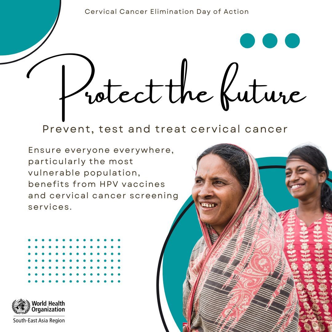 WHOSEARO's tweet image. Let’s make sure HPV vaccines and screening reach everyone, especially those who need it most. 

Together, let&apos;s act now and eliminate cervical cancer.

#CervicalCancer #CervicalCancerElimination #HPV #HPVVaccination