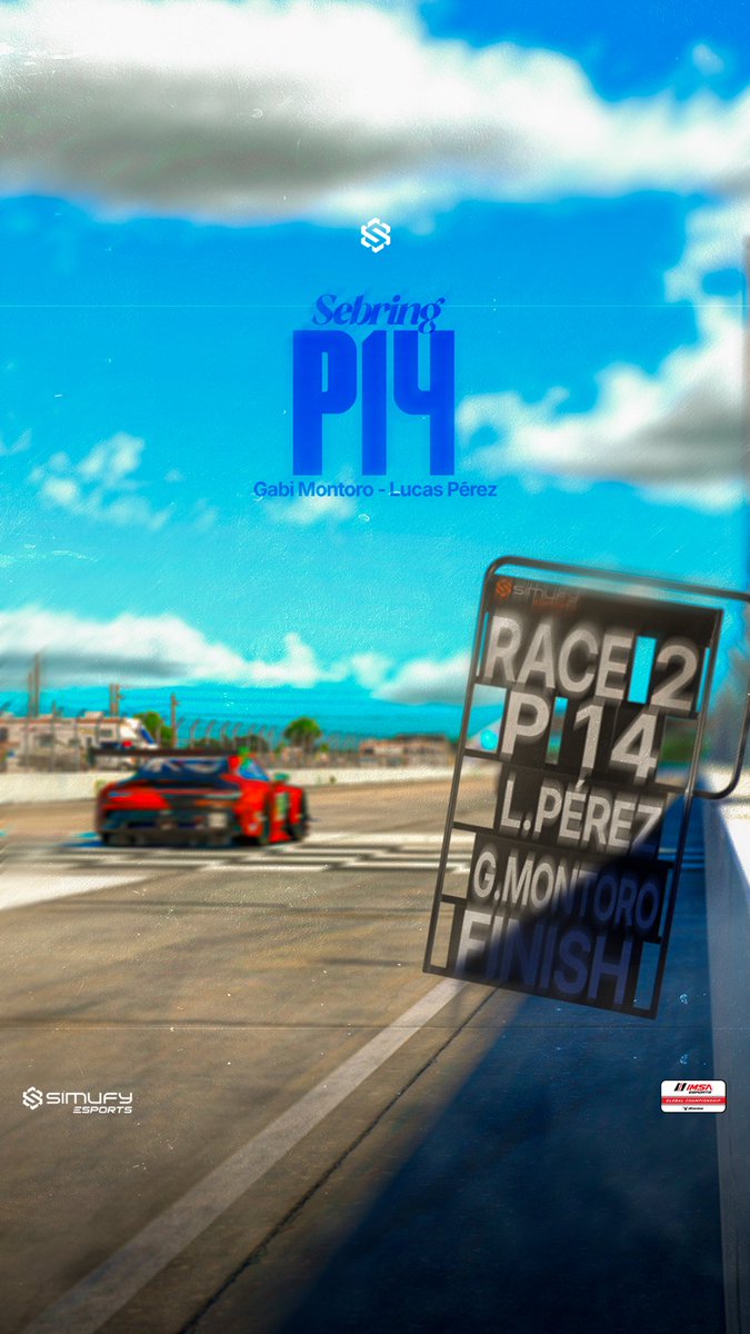 🇪🇸 ESPAÑOL 🇪🇸

💔 No hemos podido llegar más lejos en Sebring.

Tras una gran clasificación en P9, nuestro Porsche no daba para más ritmo de carrera y cerramos la segunda ronda en P14.

🔥 Seguimos trabajando. Próxima ronda, nueva oportunidad. 🔥

————————————————————

🇬🇧 ENGLISH