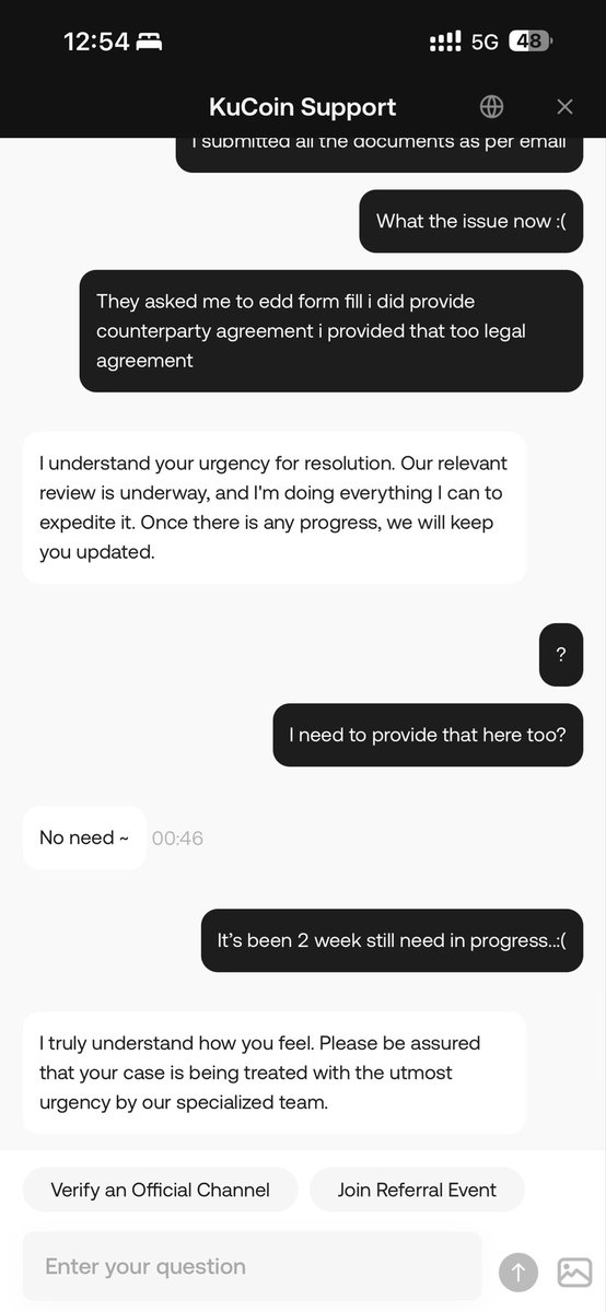 KingsCharts's tweet photo. Good morning.  I submitted all the documents EDD form legal Documents counterparty Agreement all the docs what they asked 

Still not getting reply from customer service

Many people’s faced the same issue in kucoin

In previous post comment 

And @CryptoWizardd post comment https://t.co/Gwxng414JN