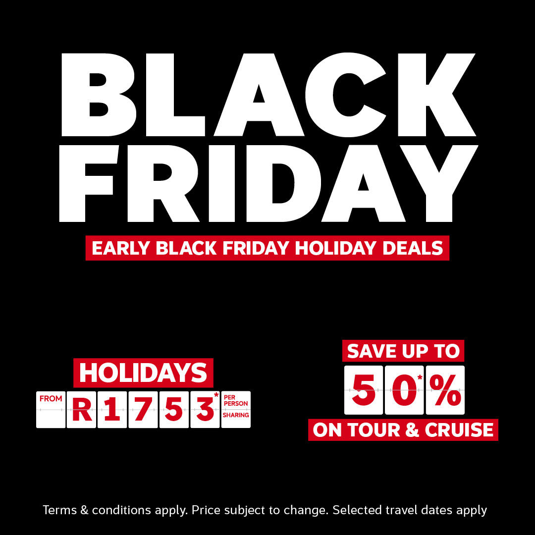 Black Friday = takeoff time ✈️
First 200 bookings on Handpicked Holidays get R1,000 OFF. 
Don’t scroll. Don’t wait. Book now → travl.to/6017tuU5Z