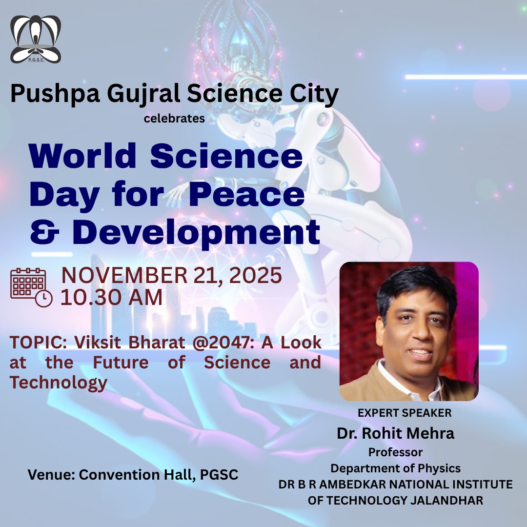 #PGSC celebrates World Science Day for Peace &amp; Development. Join us on November 21, 2025 at 10:30 AM for an inspiring talk on
“Viksit Bharat <a href="/2047/">Galina Dolenko</a>: A Look at the Future of Science and Technology.” <a href="/rohitmimit/">Prof. Rohit Mehra</a> <a href="/NITJofficial/">NIT Jalandhar</a>