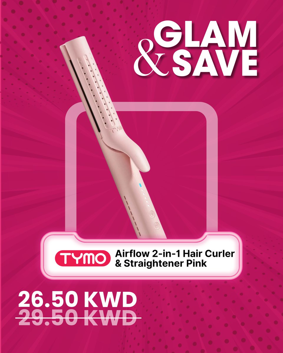 ✨ تألّقي ووفّري!
استمتعي بعروض Glam &amp; Save على منتجات TYMO المميزة 💖 تصفيف بجودة الصالونات بأسعار لا تُفوّت!

🙋‍♂️ متوفر أونلاين وفي المعارض.