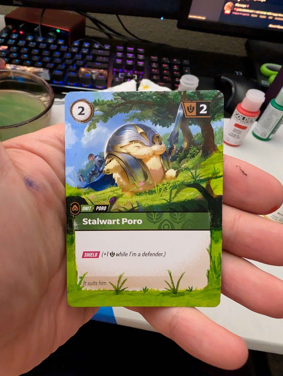 _NA45_'s tweet image. Another extended art! This time a cute poro ♥
Went a bit further with this one and extended below the text box as well.

#riftbound #cardalters