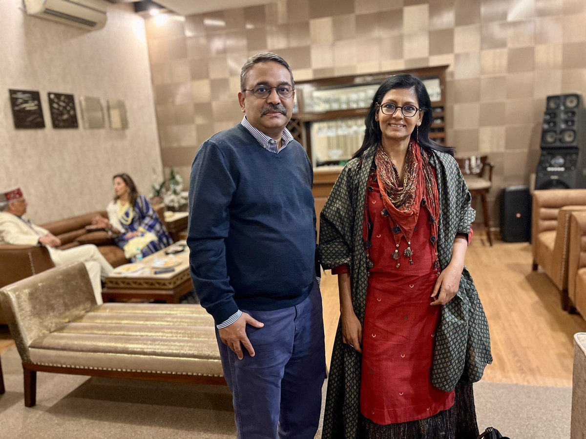 sugataraju's tweet photo. With two wonderfully accomplished women, Nandita Das and Shobha De, at the Dehradun Literature Festival. Was happy to see Shobha De in the audience for the session on #TheConscienceNetwork, my #Emergency book. https://t.co/H08A5SRw1z