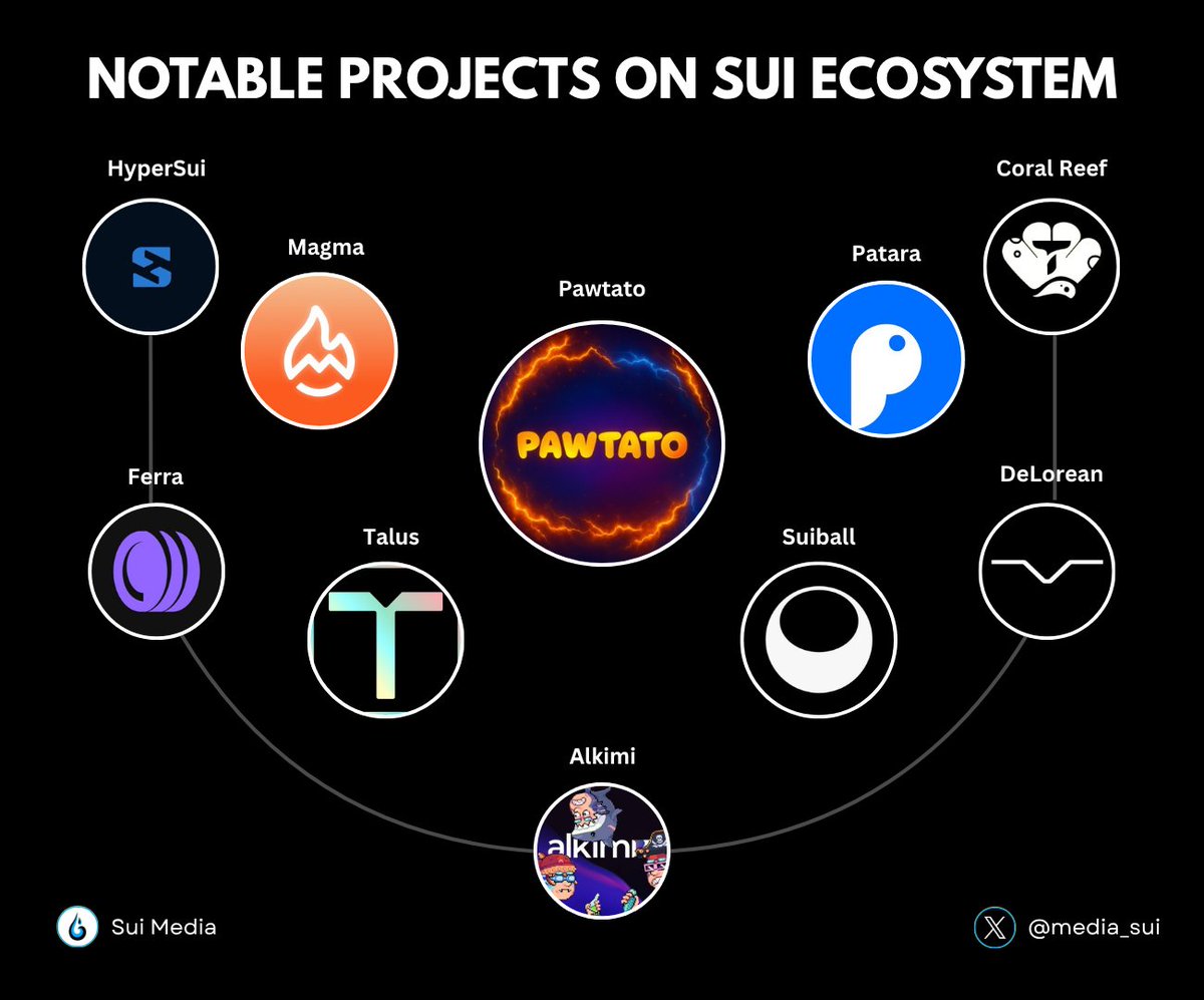 media_sui's tweet image. NOTABLE PROJECTS ON SUI ECOSYSTEM 🔥

$SUI wave is getting bigger and hotter! Builders are shipping nonstop, and the ecosystem is expanding at lightning speed 🚀

Check out the top projects making noise right now 👇

Like and RT to support us 🙏

#Sui #SuiNetwork #SUI