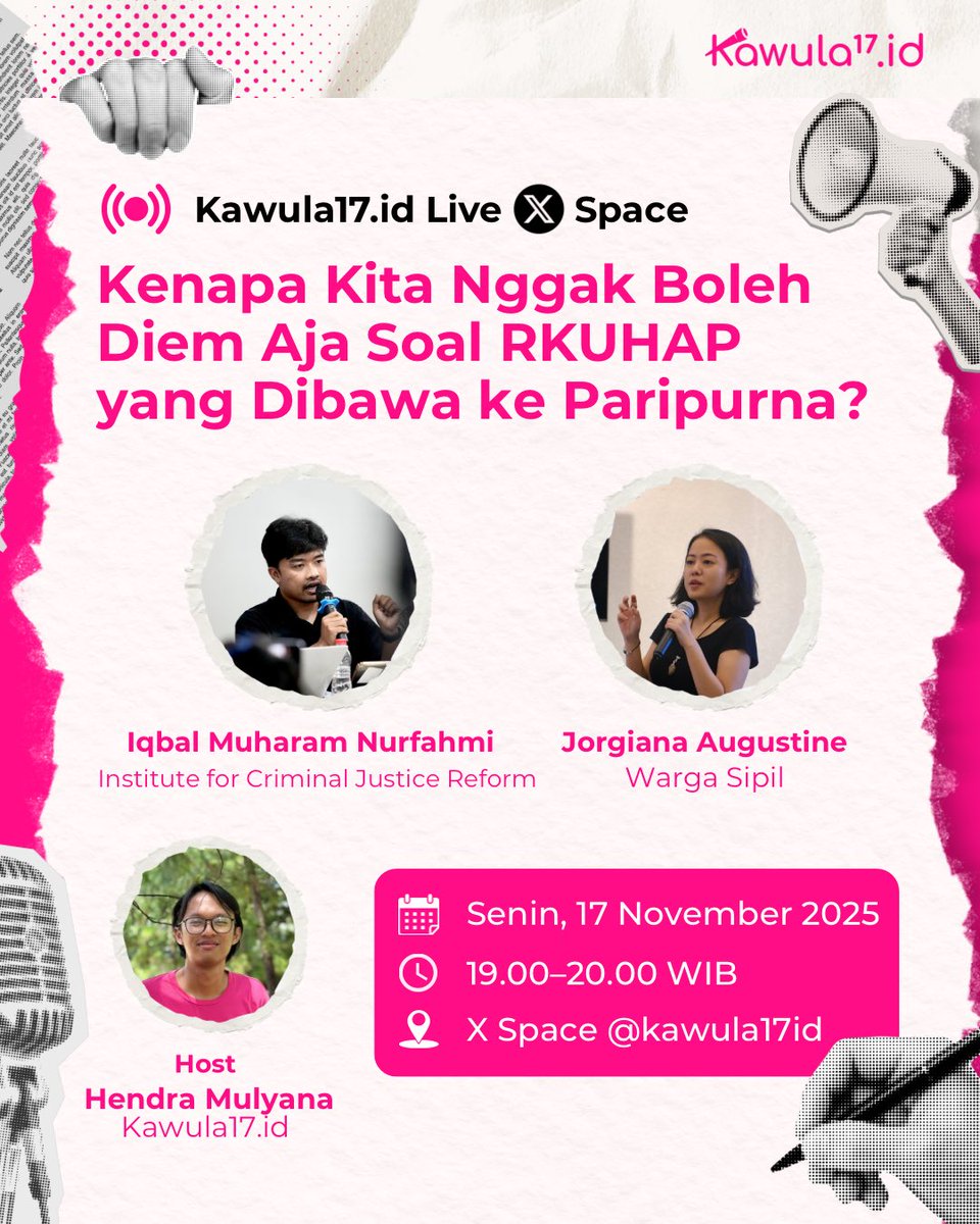 🚨#RUUKUHAP bakal dibawa ke Sidang Paripurna DPR besok dan kita nggak boleh diem aja‼️

Emang kenapa sih kita harus terus berisik soal RUU KUHAP? Emang apa dampaknya bagi orang biasa kayak kita? Gimana sih caranya biar kita bisa memastikan hak kita untuk tetap diperlakukan secara