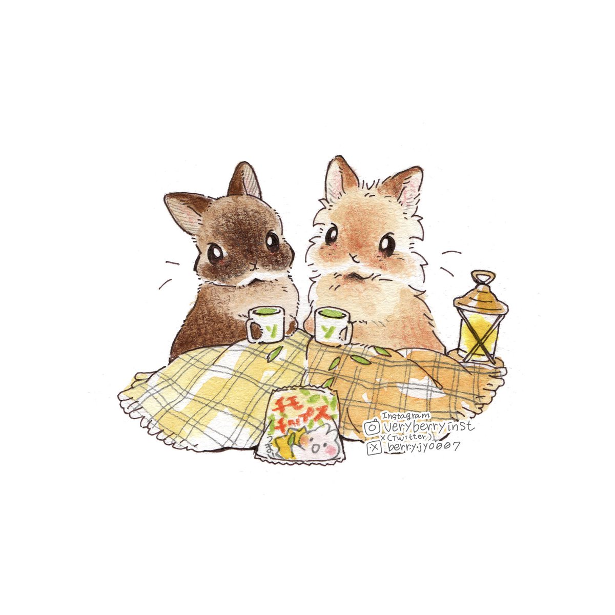 「うさぎさんのキャンプ おいしいね」|VeryBerry うさぎ星さん4/8-9出展のイラスト