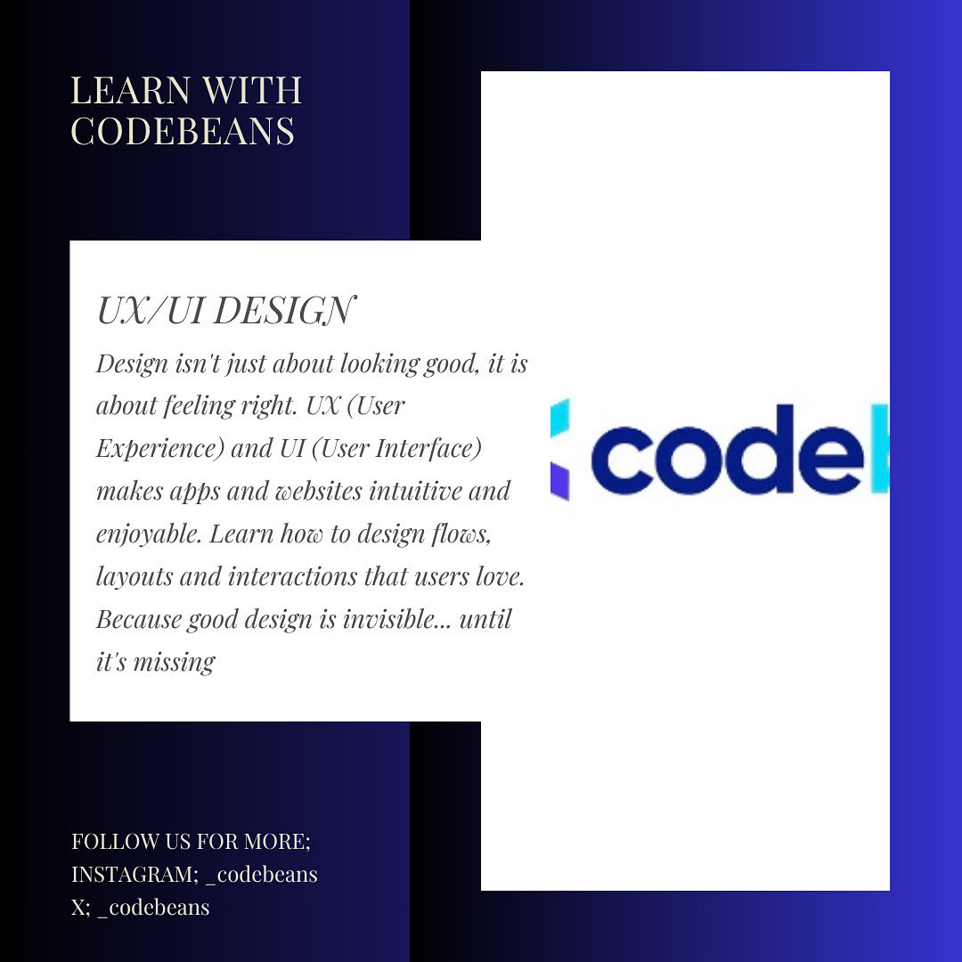 _codebeans's tweet image. Transform the way people interact with your apps and websites. Build flows, layouts, and experiences that feel natural and effortless. Good design works quietly… until it’s missing.

#UXDesign #UIDesign #DigitalExperience #AppDesign #WebDesign #InterfaceMagic #DesignMatters