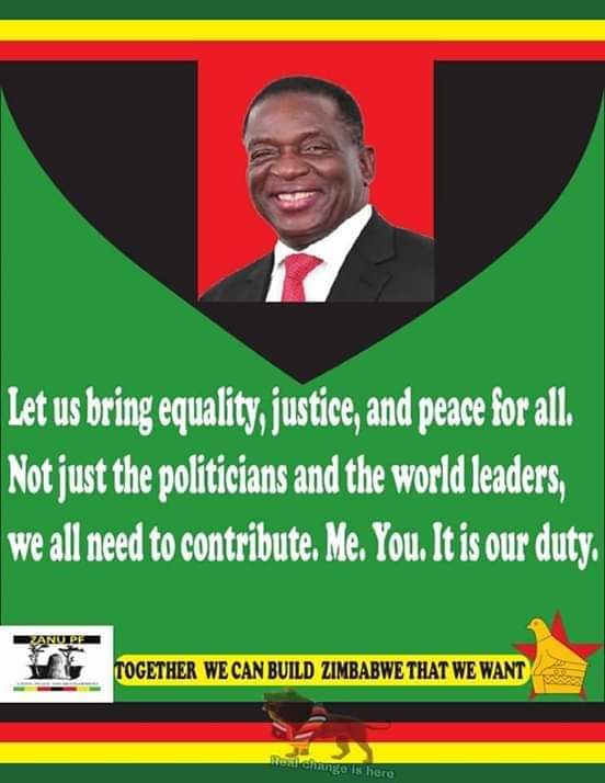 Cde Nhamoyapera Tagwirei's pasi nenhamo narrative  complements the Presidential thrust and in that regard has to be supported just as we support anyone and anything that complements the Presidential thrust! 

#EDWORKS to eradicate poverty
#EDelivers wealth creation
#nhamoyapera