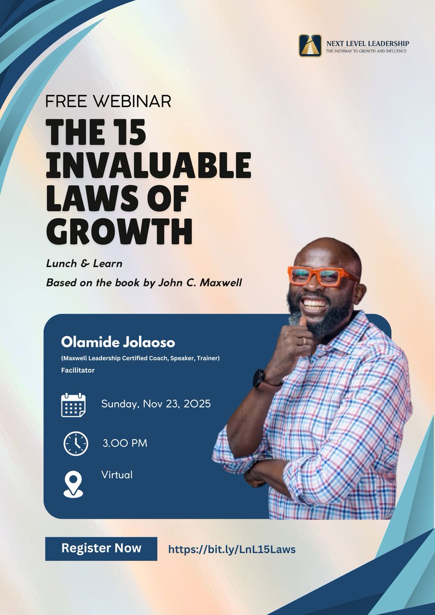 Thedata_mindset's tweet image. Growth doesn’t happen by accident.
Join us for a free webinar on The 15 Invaluable Laws of Growth.

Date: Sunday, Nov 23 2025
Time: 3:00 PM 

Register Now: bit.ly/LnL15Laws